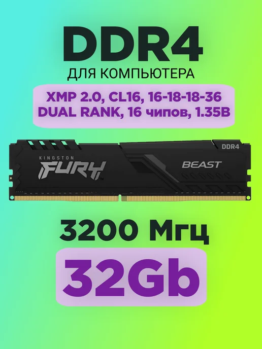 Оперативная память DDR4 32gb 3200 MHz для компьютера